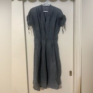 True Vintage 1940s 1950s Gray Polka Dot Womens Handmade Dress